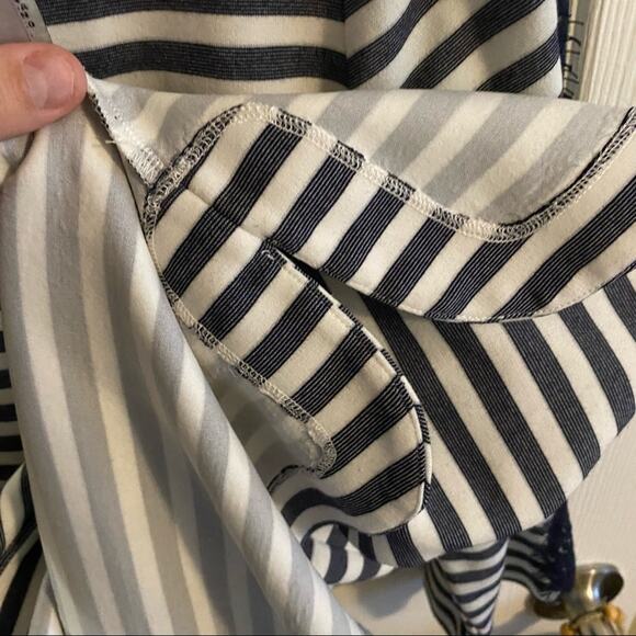 Eliza J Striped Navy & White Zipper Back Shift Dress w/ Lace Detail Size 14 - Picture 5 of 8